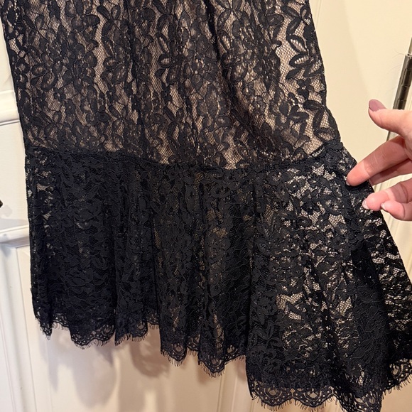 Dress Forum Black and Tan Lace Midi Dress Dress Forum Black and Tan Lace Midi Dress